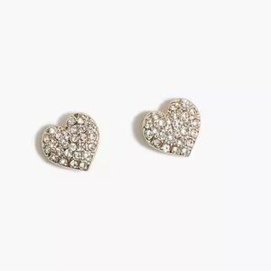 *NWT J. Crew Pavé Crystal Heart Stud Earrings